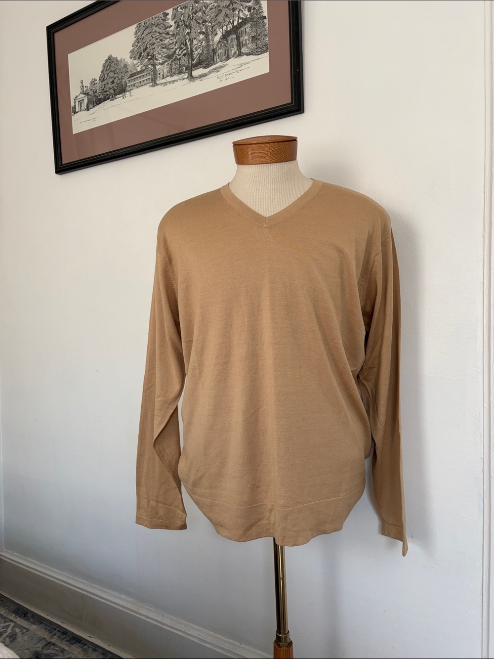 Oxford Tan V-Neck Sweater